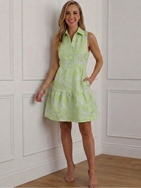 New Amanda Uprichard Green Embroidered  Mini Dress  Size Small